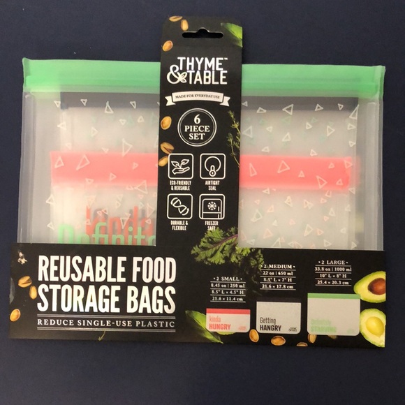Reusable food storage bags. Set of 6. - Picture 2 of 5